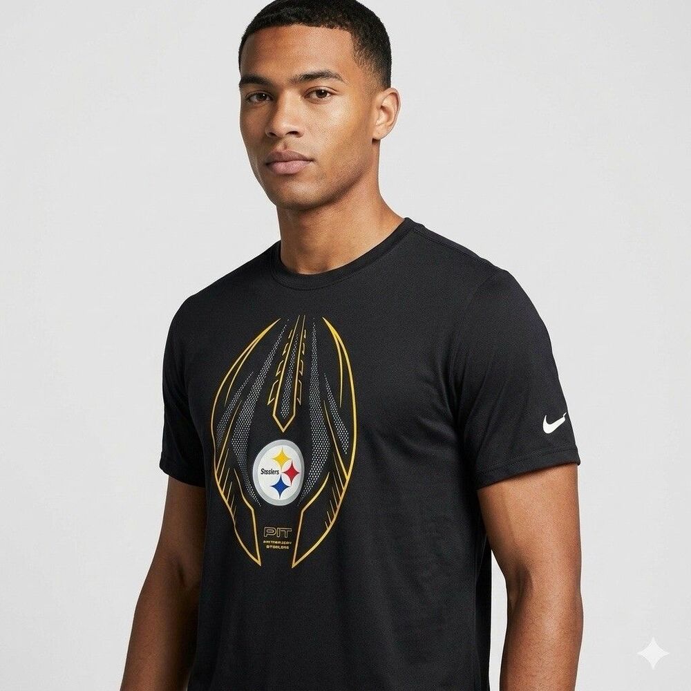 Nike Pittsburgh Steelers Dri-FIT Graphic Tee T-Shirt Black Mens M Short Sleeve